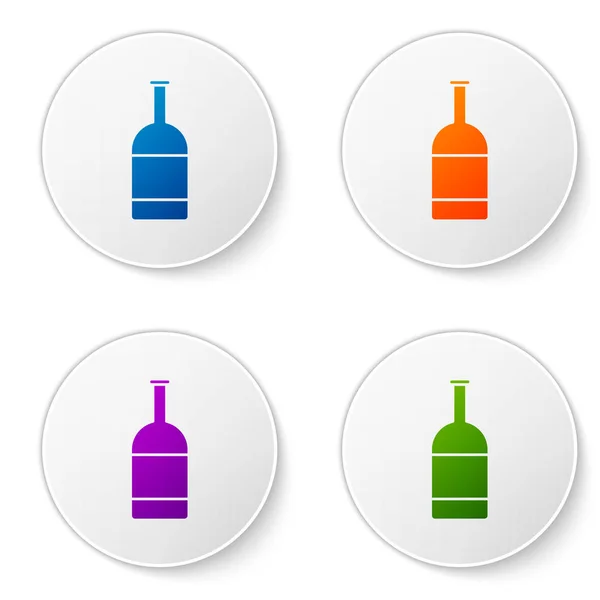 Couleur icône de bouteille de bière isolé sur fond blanc. Définir des icônes dans les boutons cercle. Illustration vectorielle — Image vectorielle