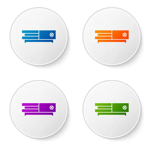 Färg TV-spel konsol ikon isolerad på vit bakgrund. Ställ ikoner i cirkelknapparna. Vektor Illustration — Stock vektor