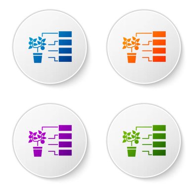 Renk Çiçeği analiz simgesi beyaz arkaplanda izole edildi. Simgeleri daire düğmelerine ayır. Vektör İllüstrasyonu