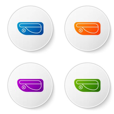 Renkli araba kapı kolu simgesi beyaz arkaplanda izole edilmiş. Simgeleri daire düğmelerine ayır. Vektör İllüstrasyonu