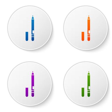 Renkli göz kalemi, beyaz arkaplanda izole edilmiş kaş simgesi. Gözler için kalem. Simgeleri daire düğmelerine ayır. Vektör İllüstrasyonu