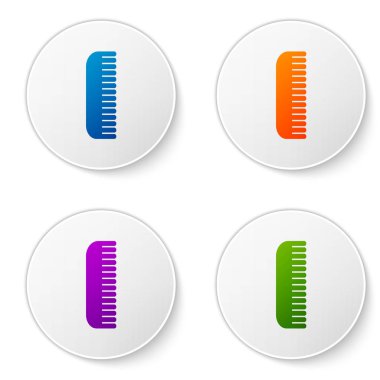 Beyaz arkaplanda renk fırçası simgesi izole edildi. Taraklı saç işareti. Berber sembolü. Simgeleri daire düğmelerine ayır. Vektör İllüstrasyonu