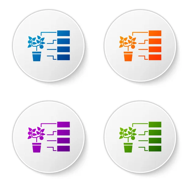 Color Icono de análisis de flores aislado sobre fondo blanco. Establecer iconos en botones de círculo. Ilustración vectorial — Vector de stock