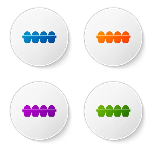 Color Huevo de pollo en caja icono aislado sobre fondo blanco. Establecer iconos en botones de círculo. Ilustración vectorial — Vector de stock
