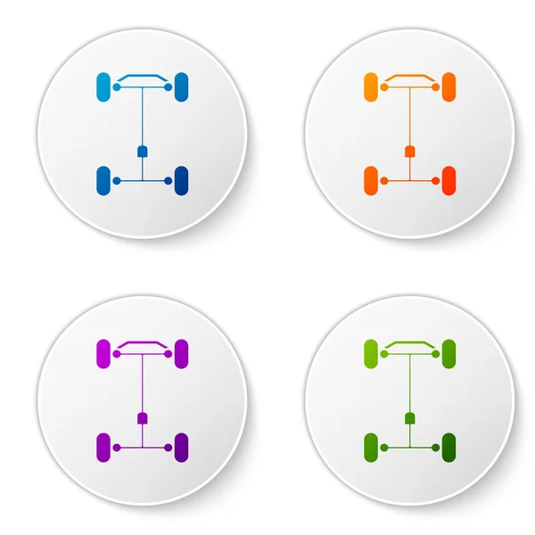 Farbiges Chassis-Auto-Symbol auf weißem Hintergrund. setzen Sie Symbole in Kreis-Buttons. Vektorillustration — Stockvektor