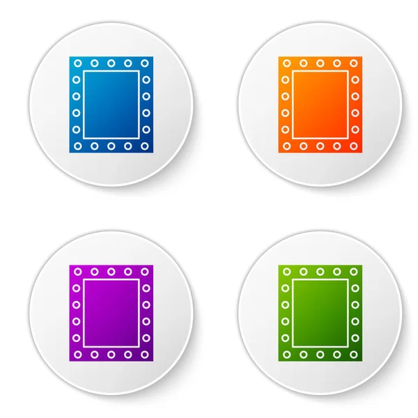Color Makeup mirror with lights icon isolated on white background. Set icons in circle buttons. Vector Illustration — Stock Vector