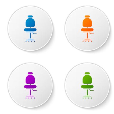 Renkli ofis koltuğu simgesi beyaz arkaplanda izole edildi. Simgeleri daire düğmelerine ayır. Vektör İllüstrasyonu