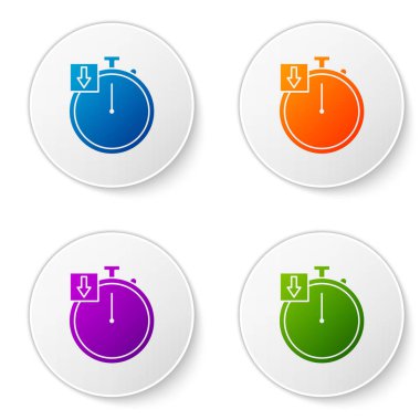 Renk Durağı simgesi beyaz arkaplanda izole edildi. Zaman göstergesi. Kronometre. Simgeleri daire düğmelerine ayır. Vektör İllüstrasyonu