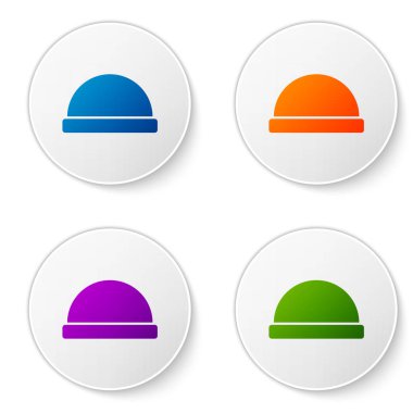 Beyaz arkaplanda izole edilmiş renkli Beanie şapka simgesi. Simgeleri daire düğmelerine ayır. Vektör İllüstrasyonu