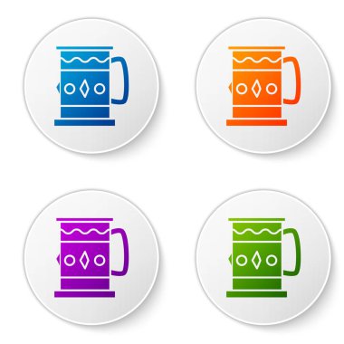 Beyaz arkaplanda renkli tahta sabıka simgesi izole edildi. Simgeleri daire düğmelerine ayır. Vektör İllüstrasyonu