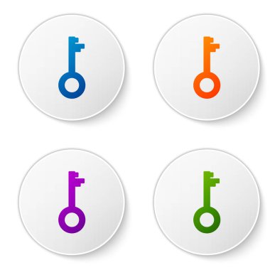 Beyaz arkaplanda izole edilmiş Renk Eski anahtar simgesi. Simgeleri daire düğmelerine ayır. Vektör İllüstrasyonu