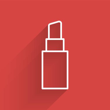 Uzun gölgeli beyaz çizgi ruj simgesi. Vektör İllüstrasyonu