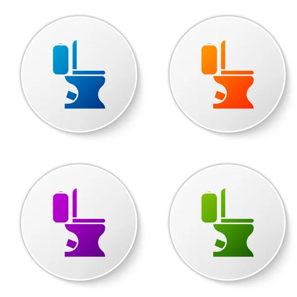 Cor Ícone vaso sanitário isolado no fundo branco. Definir ícones em botões de círculo. Ilustração vetorial — Vetor de Stock