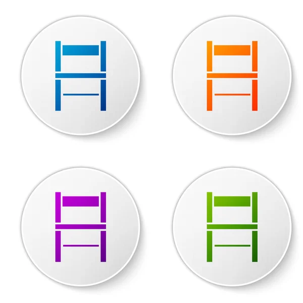 彩色椅子图标隔离在白色背景上. 在圆形按钮中设置图标。 病媒图解 — 图库矢量图片