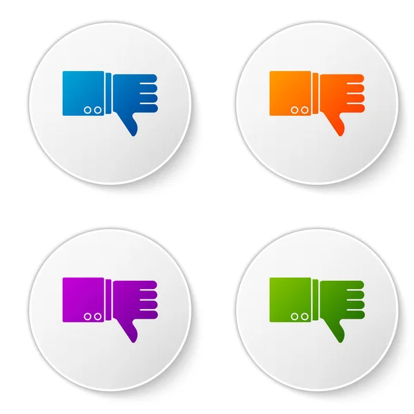Color Dislike icon isolated on white background. Set icons in circle buttons. Vector Illustration — 스톡 벡터