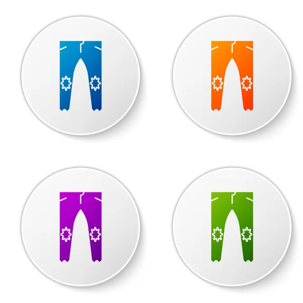 Color Pants icon isolated on white background. Set icons in circle buttons. Vector Illustration — Stock Vector