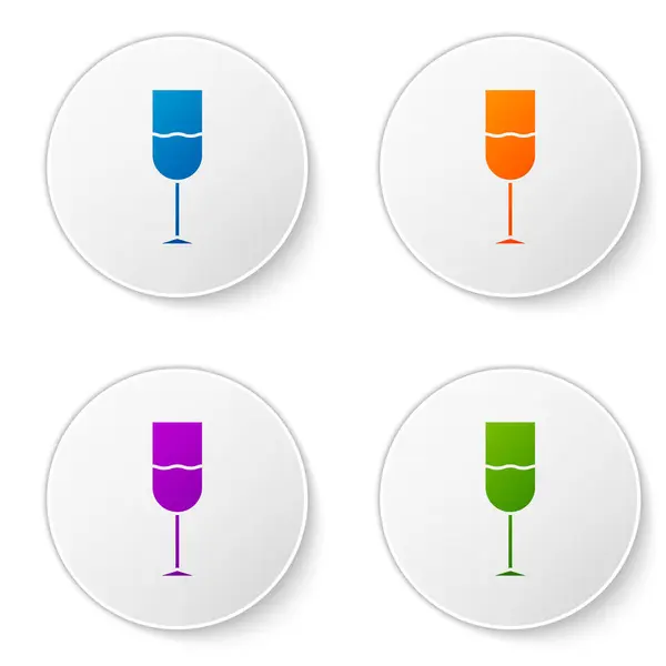Barva Víno skleněná ikona izolované na bílém pozadí. Ikona sklenice. Symbol poháru. Skleněné znamení. Nastavit ikony v kruhových tlačítcích. Vektorová ilustrace — Stockový vektor