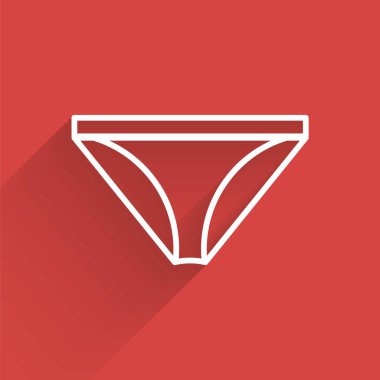 Beyaz çizgili erkek iç çamaşırı ikonu uzun gölgeli. Erkek iç çamaşırı. Vektör İllüstrasyonu