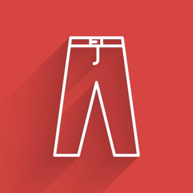 Beyaz Çizgili Pantolon simgesi uzun gölgeli. Vektör İllüstrasyonu