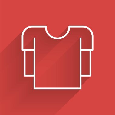 Beyaz çizgi uzun kollu gömlek ikonu uzun gölgeli. Vektör İllüstrasyonu