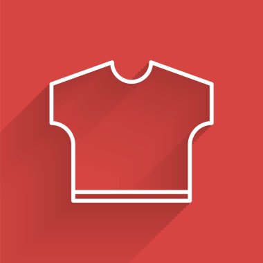 Uzun gölgeli beyaz çizgi tişört ikonu. Vektör İllüstrasyonu