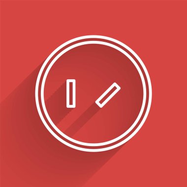 Beyaz çizgi yuvarlak tahta kalkan ikonu uzun gölgeli izole edilmiş. Güvenlik, güvenlik, koruma, mahremiyet, koruma kavramı. Vektör İllüstrasyonu