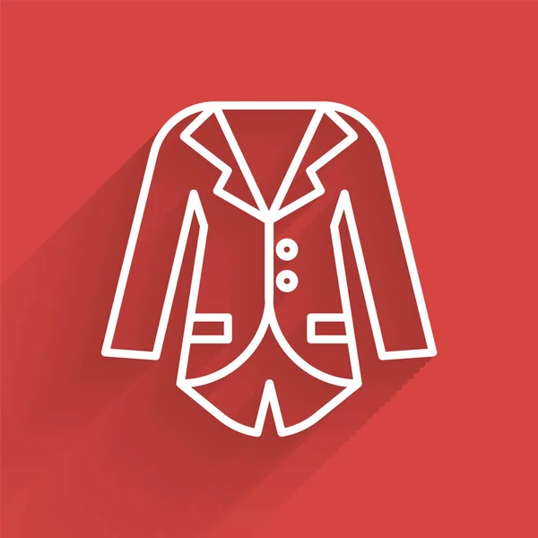 Blazer de línea blanca o icono de la chaqueta aislado con sombra larga. Ilustración vectorial — Vector de stock