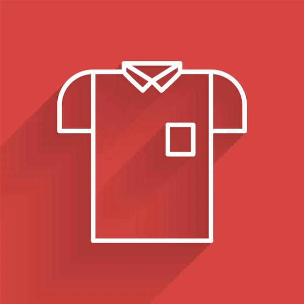 White line Polo shirt icon isolated with long shadow. Vector Illustration — 스톡 벡터