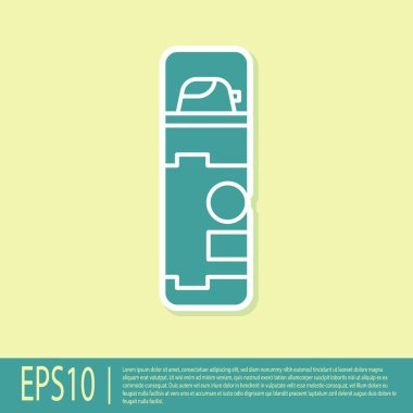 Sarı arkaplanda yeşil tıraş köpüğü simgesi var. Tıraş köpüğü. Vektör İllüstrasyonu