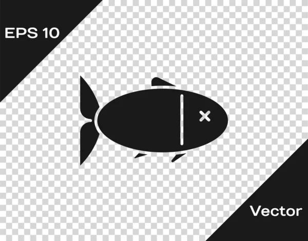 Ícone de peixe cinza isolado em fundo transparente. Ilustração vetorial — Vetor de Stock