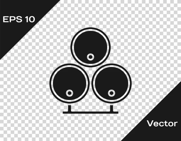 Ícone de barris de madeira cinza isolado em fundo transparente. Barril de álcool, recipiente de bebida, barril de madeira para cerveja, uísque, vinho. Ilustração vetorial — Vetor de Stock