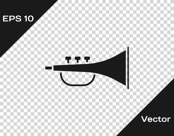 Gris Instrumento musical icono de trompeta aislado sobre fondo transparente. Ilustración vectorial — Vector de stock