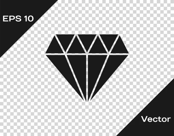 Icono Diamante Gris aislado sobre fondo transparente. Símbolo joyería. Piedra de gema. Ilustración vectorial — Archivo Imágenes Vectoriales