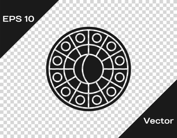 Grey Astrology horoscope circle with zodiac icon isolated on transparent background. Vector Illustration — 스톡 벡터
