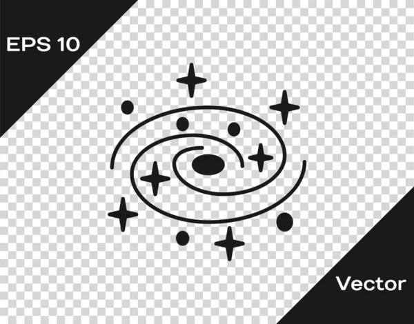 Galaxia espiral de la Vía Láctea Gris con el icono de las estrellas aislado sobre fondo transparente. Ilustración vectorial — Vector de stock