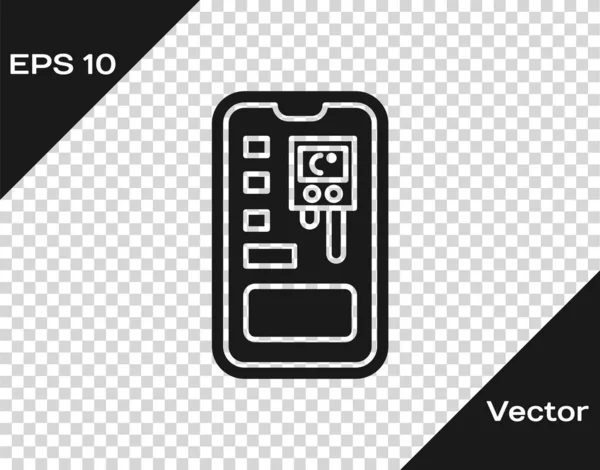 Grey Smart sistema de controle agrícola ícone aplicativo móvel isolado em fundo transparente. Ilustração vetorial — Vetor de Stock