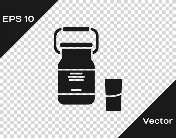 Contenedor de latas grises para leche e icono de vidrio aislado sobre fondo transparente. Ilustración vectorial — Vector de stock