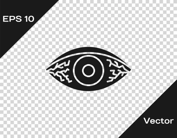 Grå rödaktigt öga på grund av viral, bakteriell eller allergisk konjunktivit ikon isolerad på transparent bakgrund. Vektor Illustration — Stock vektor