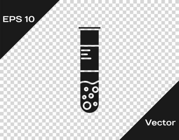 Tubo de teste cinza e ícone de teste químico do frasco isolado em fundo transparente. Sinal de vidro de laboratório. Ilustração vetorial — Vetor de Stock