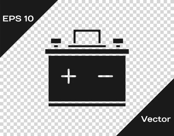 Graues Autobatterie-Symbol isoliert auf transparentem Hintergrund. Akkumulatorbatterie und Akkumulatorbatterie. Vektorillustration — Stockvektor