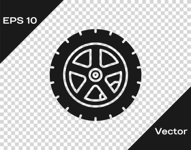 Gri Araba Tekerleği simgesi şeffaf arkaplanda izole edildi. Vektör İllüstrasyonu