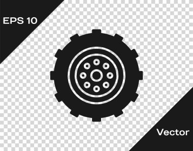 Gri Araba Tekerleği simgesi şeffaf arkaplanda izole edildi. Vektör İllüstrasyonu