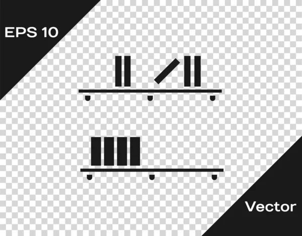 Prateleira cinza com ícones de livros isolados em fundo transparente. Sinal de prateleiras. Ilustração vetorial — Vetor de Stock
