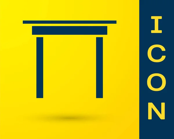 Ícone de mesa de madeira azul isolado no fundo amarelo. Ilustração vetorial — Vetor de Stock