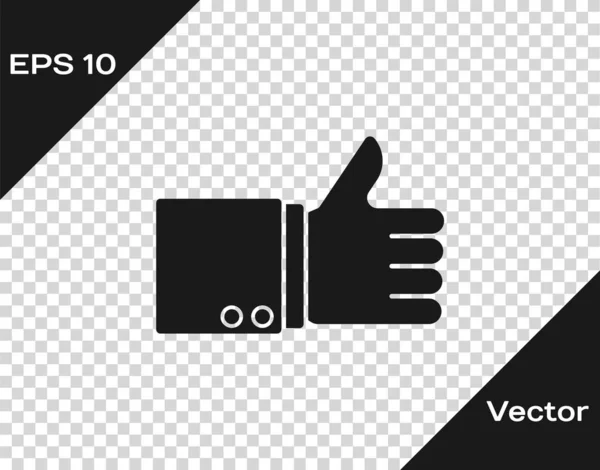 Pulgar hacia arriba icono de mano gris aislado sobre fondo transparente. Ilustración vectorial — Vector de stock