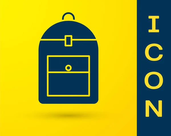 Blue Backpack icon isolated on yellow background. Vector Illustration — Stock Vector