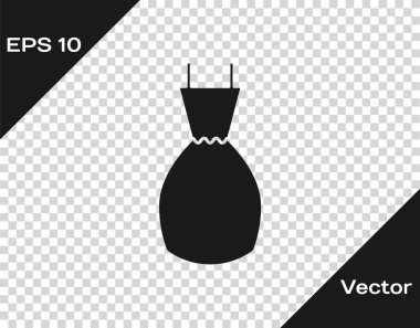 Gri Kadın elbise ikonu şeffaf arkaplanda izole edilmiş. Kıyafet tabelası. Vektör İllüstrasyonu