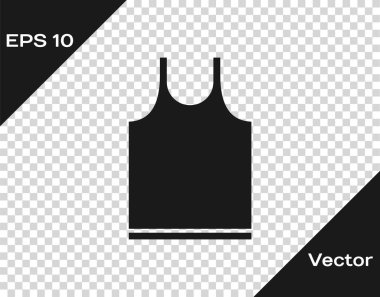 Gri kolsuz tişört simgesi şeffaf arkaplanda izole edildi. Vektör İllüstrasyonu