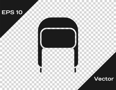 Kulak flapları olan gri kış şapkası şeffaf arka planda izole edilmiş. Vektör İllüstrasyonu