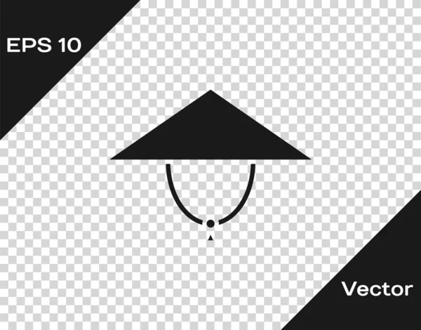 Sombrero cónico asiático gris icono aislado sobre fondo transparente. Sombrero de paja cónico chino. Ilustración vectorial — Vector de stock